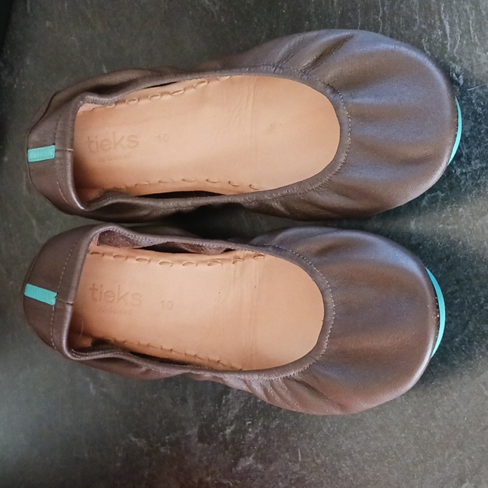 Tieks foldable flats, Size 10, Chocolate Brown Leather, lightly worn